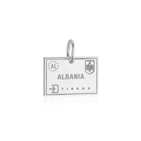 Albania Passport Stamp Charm Silver