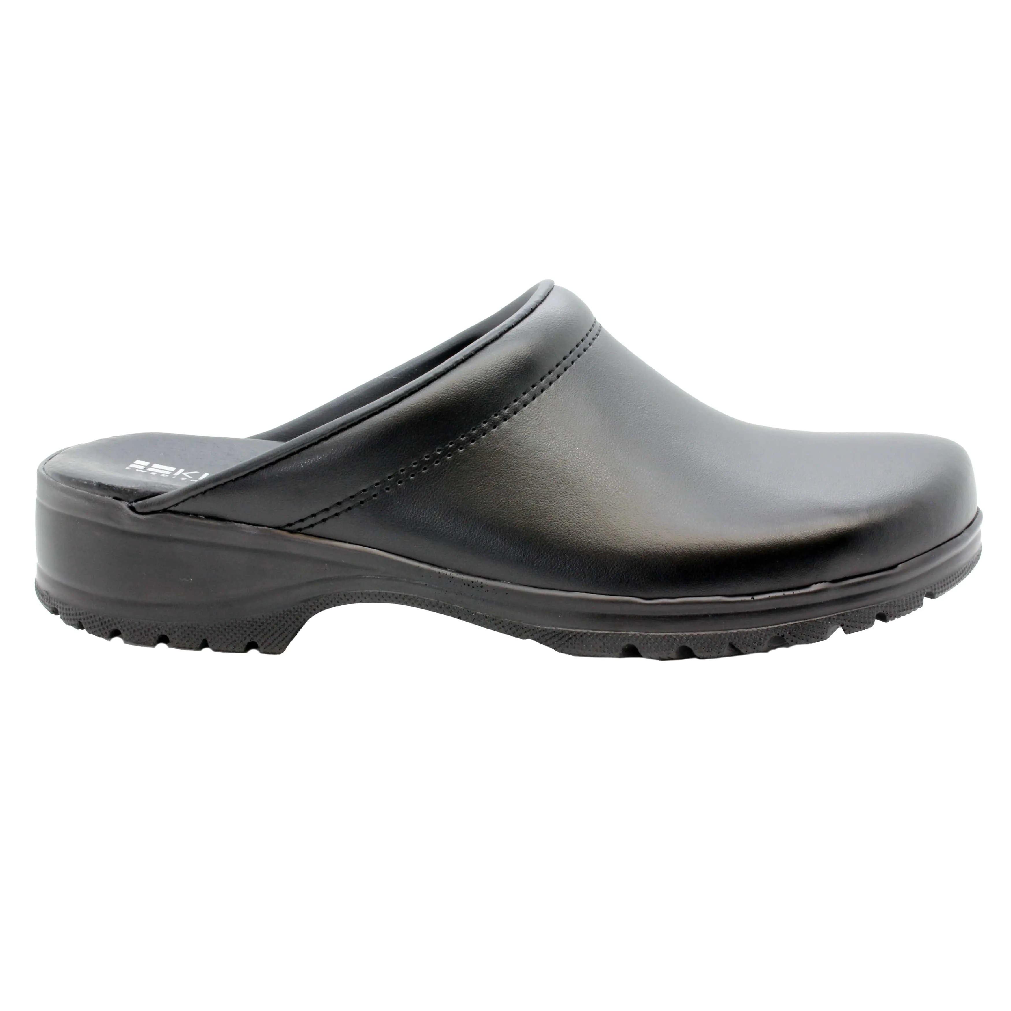 BJORK Men's Flex Pro Open Back Black Leather Clogs