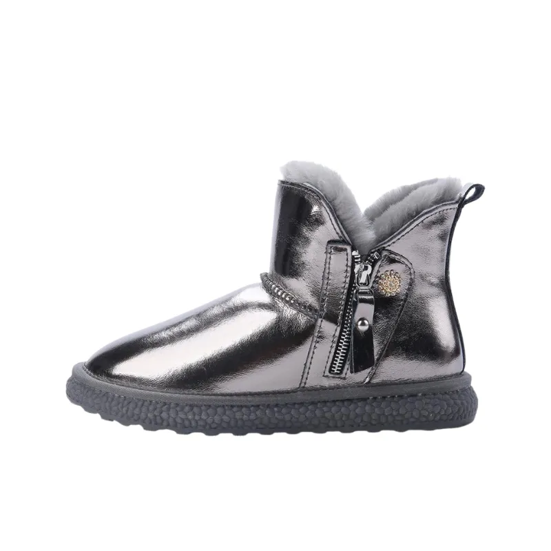 Fur Lined Ankle Short Casual Leather Boots