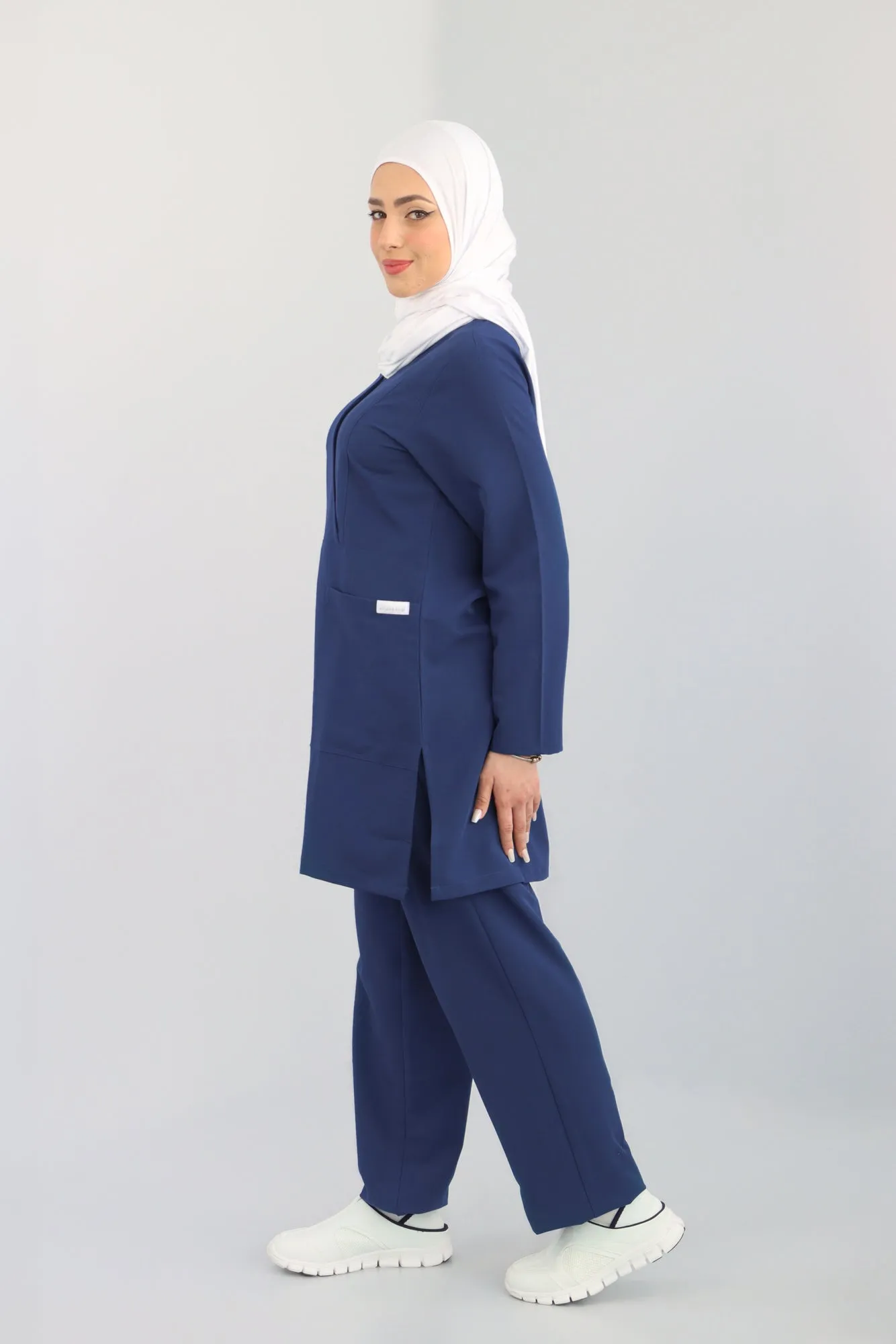 Hiba Women's Long Sleeve Scrub Set - Blue Family