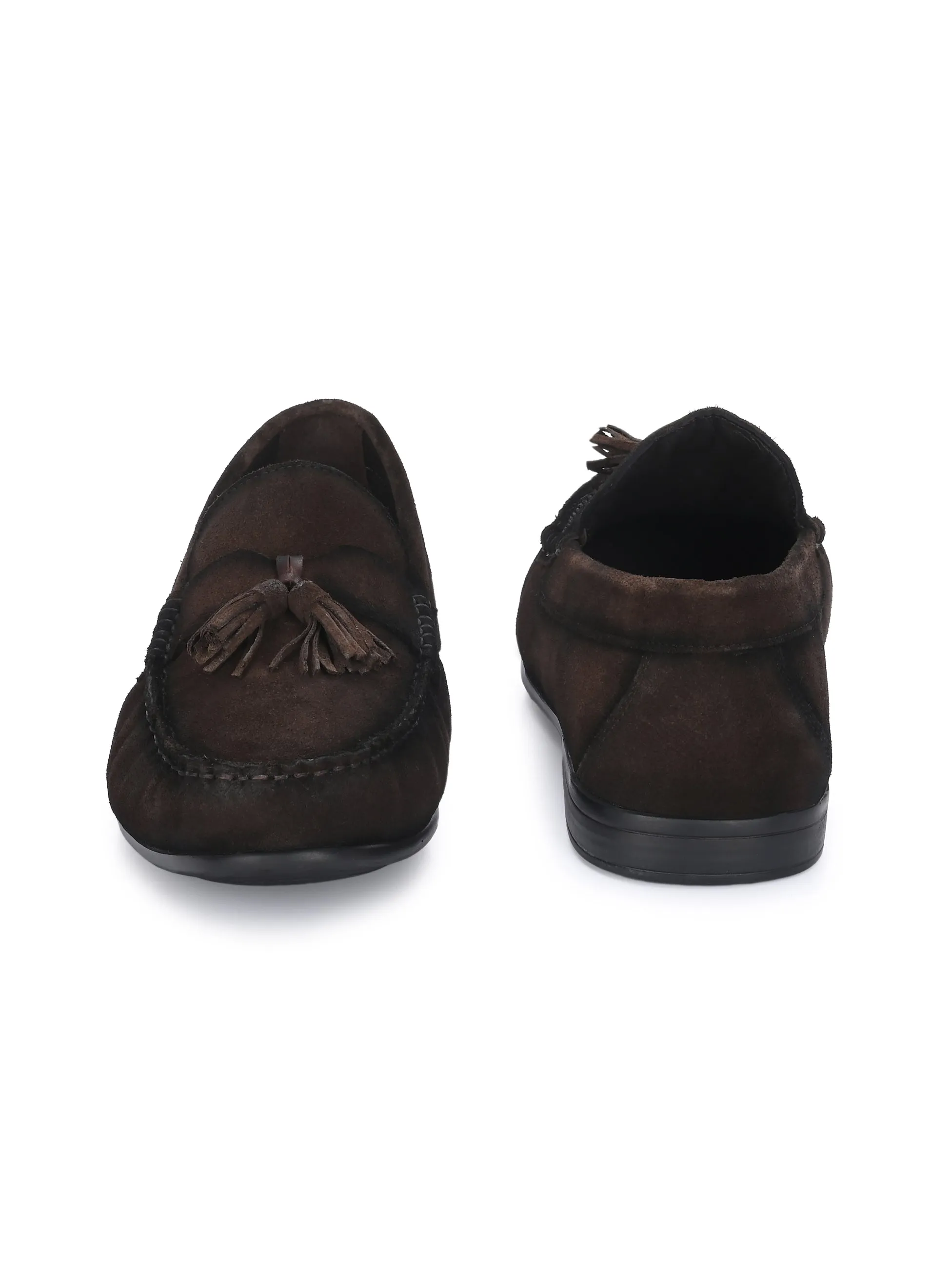 HITZ Men's Brown Leather Casual Loafers