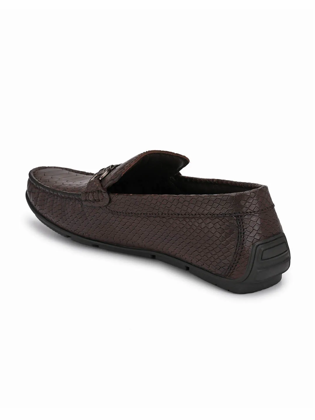 Hitz Men's Brown Leather Slip-On Casual Loafer Shoes