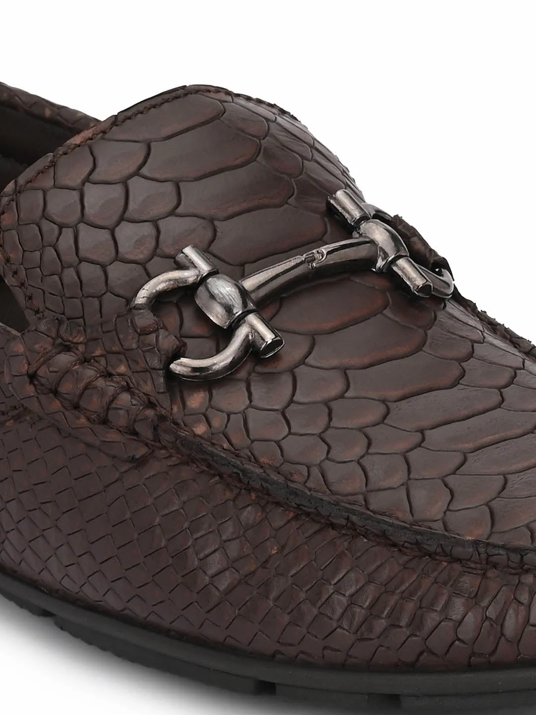 Hitz Men's Brown Leather Slip-On Casual Loafer Shoes