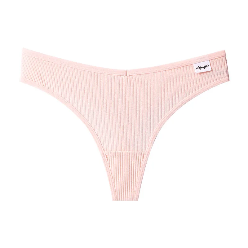 Panties Cotton  Comfortable Casual T-back Solid Color Low Waist Thong