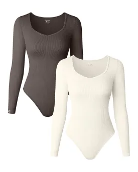 Ribbed Long Sleeve Bodysuits