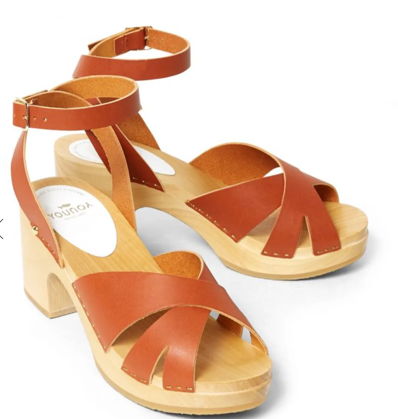 YOUYOU Ybiza Caramel Leather Sabots Sandals